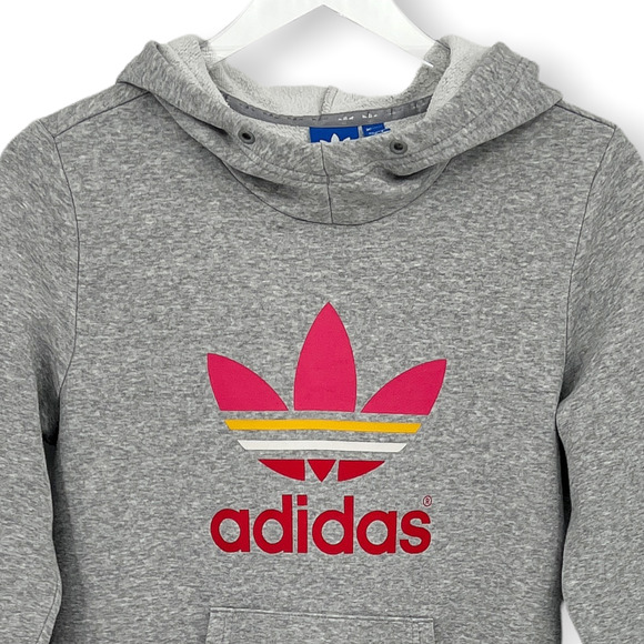 Adidas Originals Trefoil Rainbow Logo Gray Hoodie Sweatshirt Size Small - Picture 4 of 12